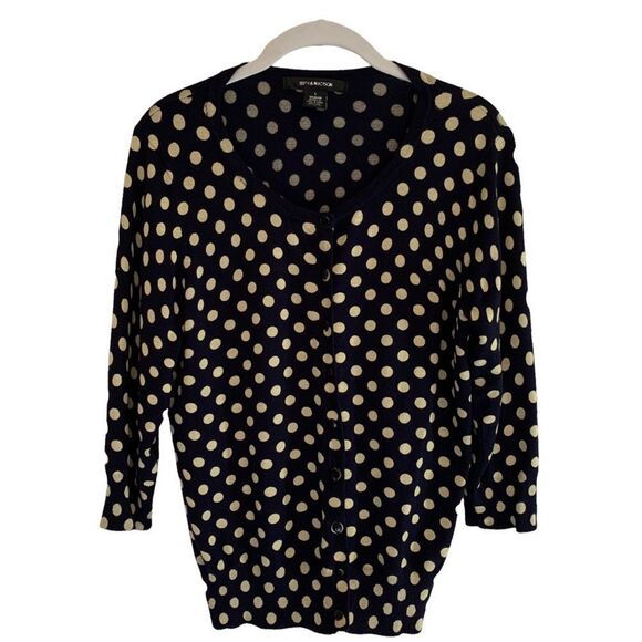89th & Madison Polka Dotted  Button Down‎ Cardigan Sweater - Large - Picture 1 of 5